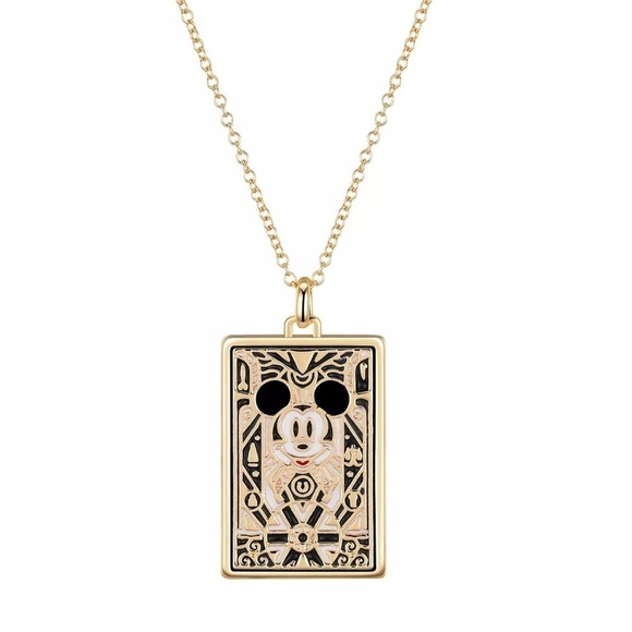 Disney Mickey Mouse Pendant Necklace 14K Gold Black & White Enamel New NWT NIB - Picture 1 of 7